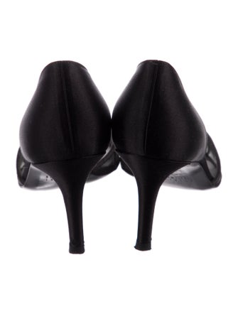 Stuart Weitzman Satin Mesh Accents D'Orsay Pumps