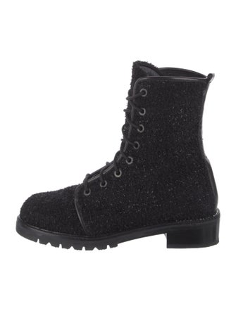 Stuart Weitzman Crystal Embellishments Combat Boots
