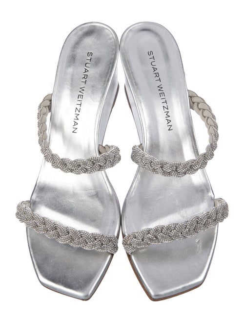 Stuart Weitzman Crystal Animal Print Slides