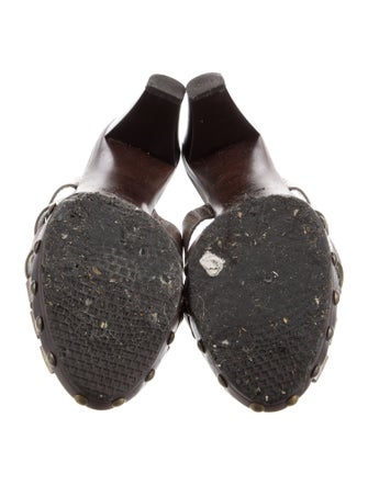 Stuart Weitzman Leather Studded Accents Slides
