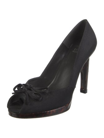 Stuart Weitzman Canvas Bow Accents Pumps