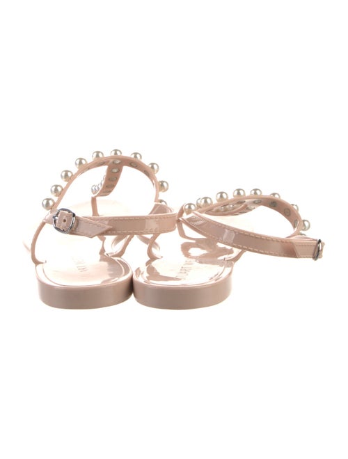 Stuart Weitzman Faux Pearl Accents Rubber T-Strap Sandals