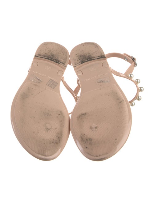 Stuart Weitzman Faux Pearl Accents Rubber T-Strap Sandals