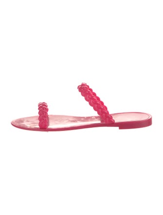 Stuart Weitzman Rubber Braided Accents Slides