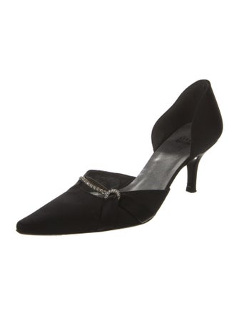 Stuart Weitzman Satin Crystal Embellishments D'Orsay Pumps