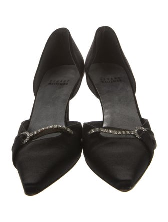 Stuart Weitzman Satin Crystal Embellishments D'Orsay Pumps