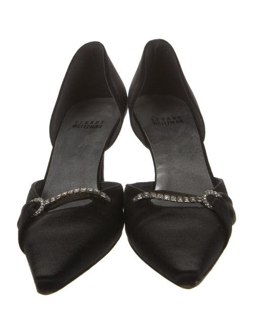 Stuart Weitzman Satin Crystal Embellishments D'Orsay Pumps
