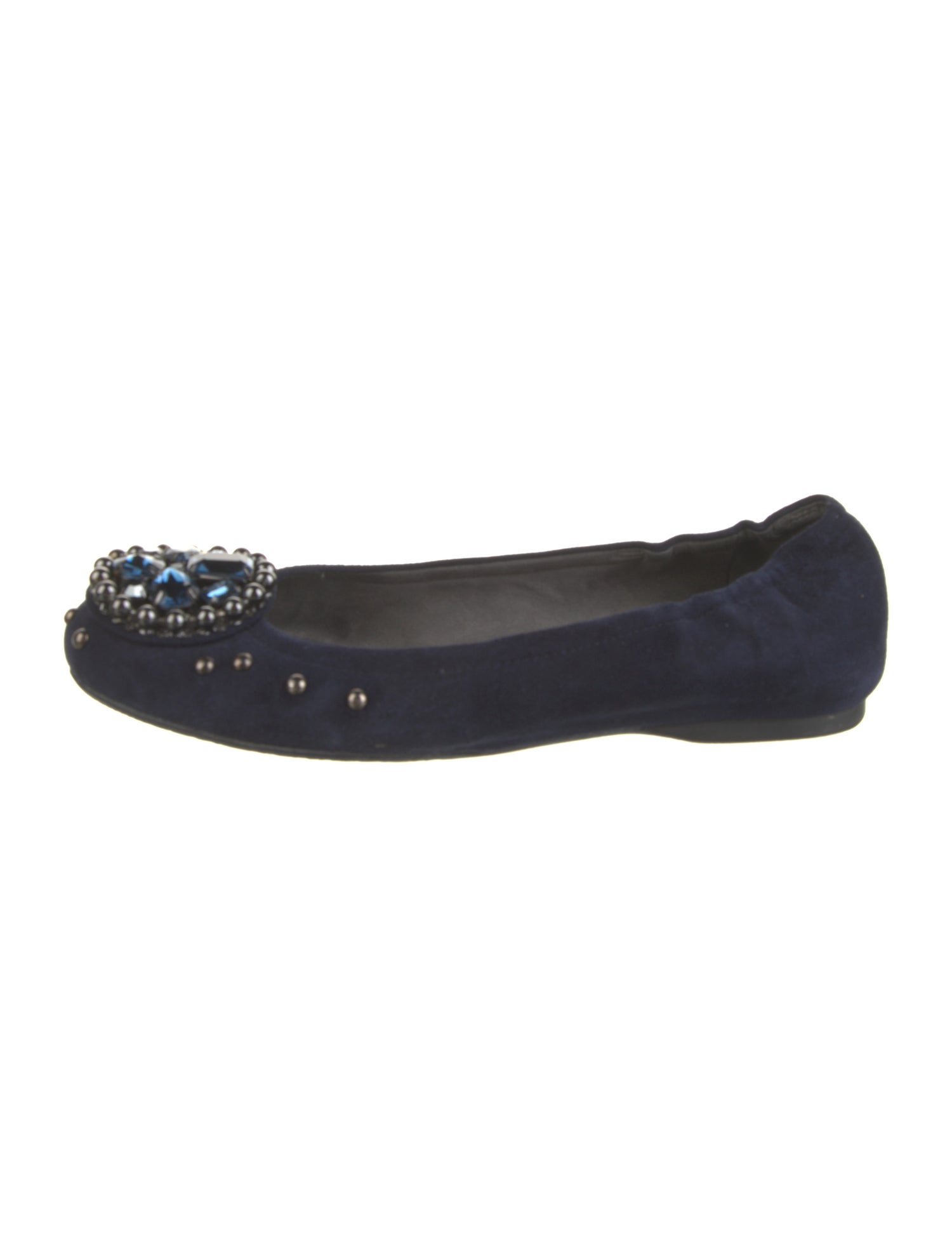 Stuart Weitzman Suede Crystal Embellishments Flats