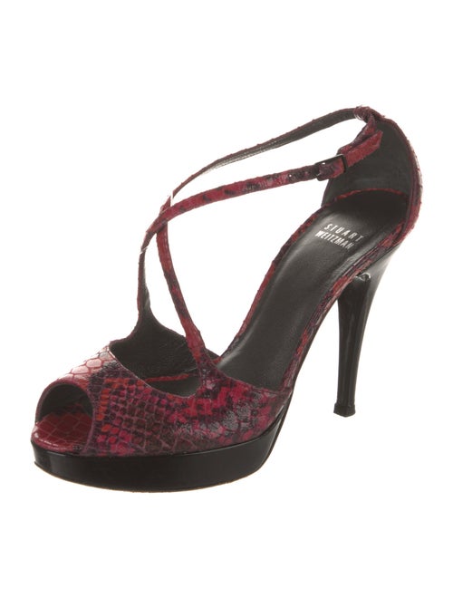 Stuart Weitzman Python Animal Print T-Strap Pumps