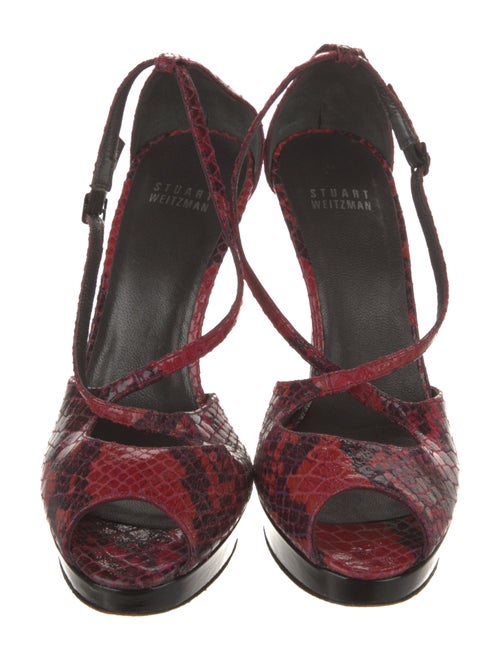 Stuart Weitzman Python Animal Print T-Strap Pumps