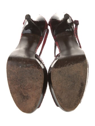 Stuart Weitzman Python Animal Print T-Strap Pumps