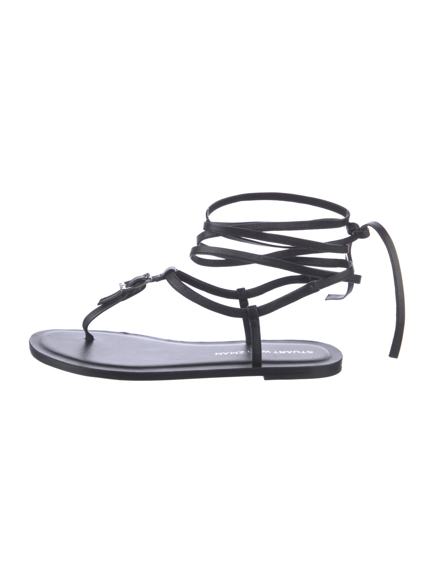 Stuart Weitzman Leather Crystal Embellishments Gladiator Sandals