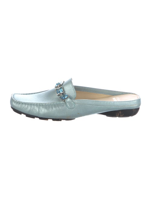 Stuart Weitzman Leather Crystal Embellishments Mules