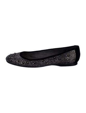 Stuart Weitzman Suede Studded Accents Flats