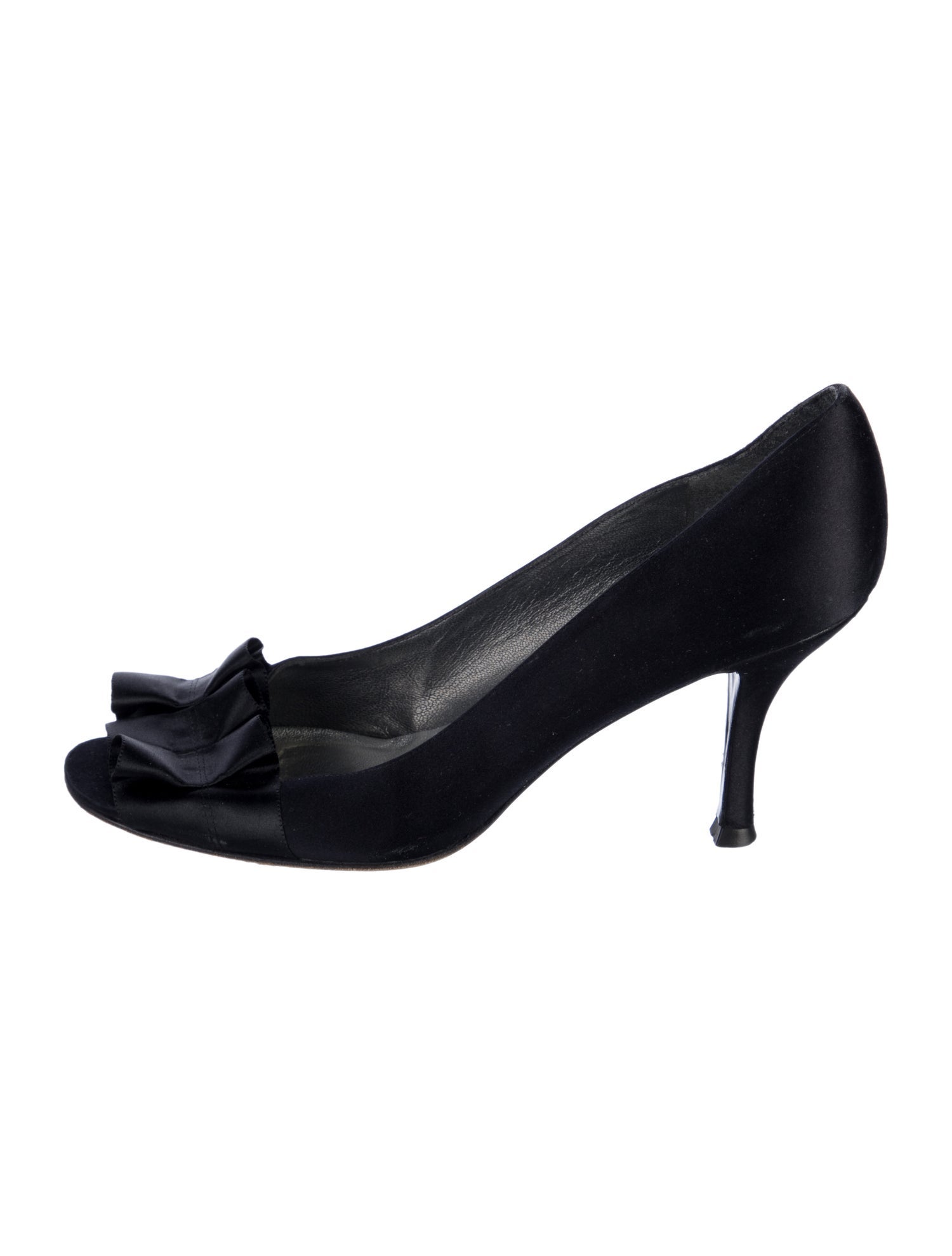 Stuart Weitzman Satin Ruffle Embellishment Pumps