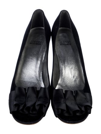 Stuart Weitzman Satin Ruffle Embellishment Pumps