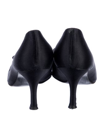 Stuart Weitzman Satin Ruffle Embellishment Pumps