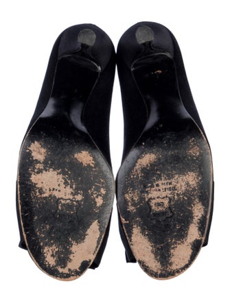 Stuart Weitzman Satin Ruffle Embellishment Pumps