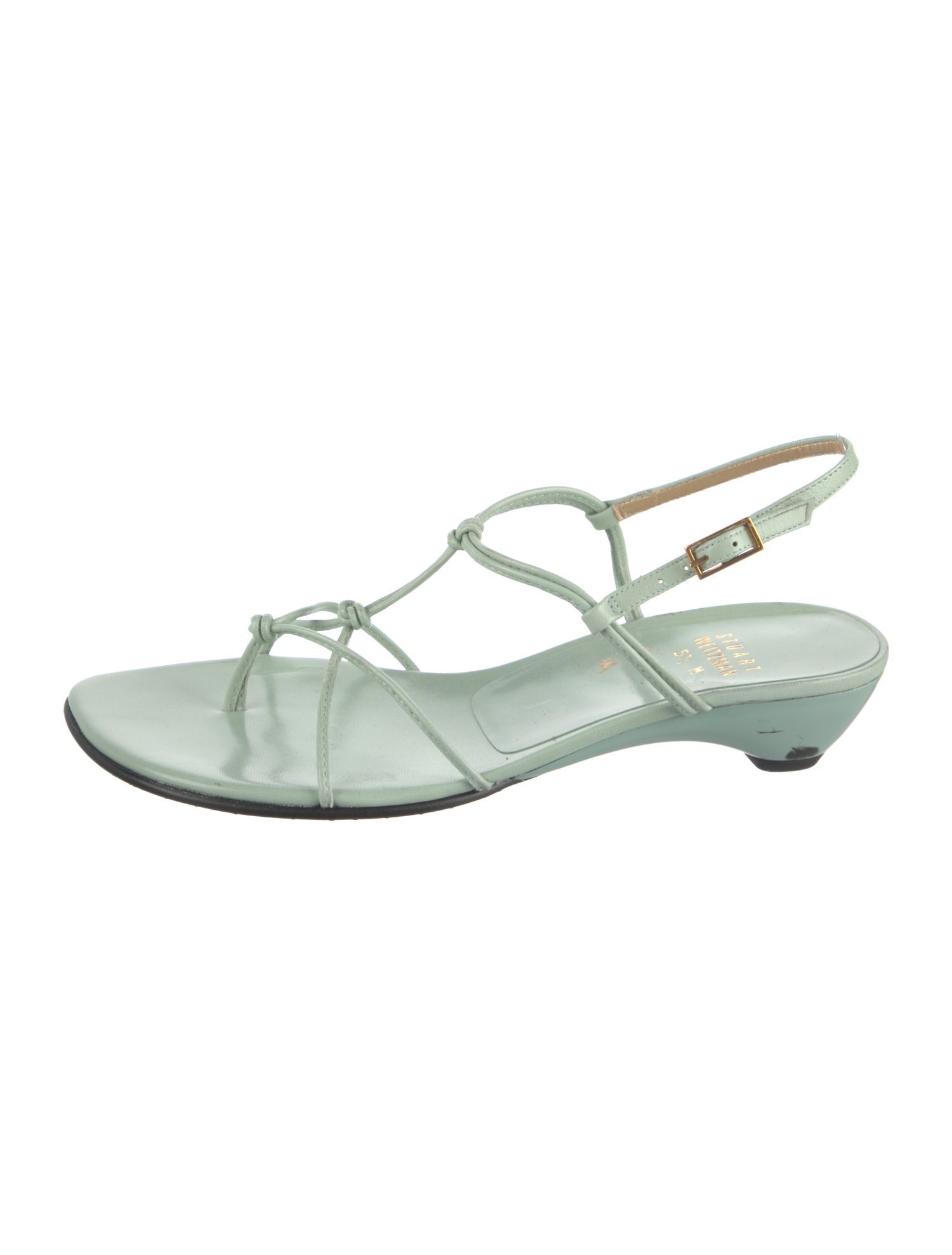 Stuart Weitzman Leather T-Strap Sandals