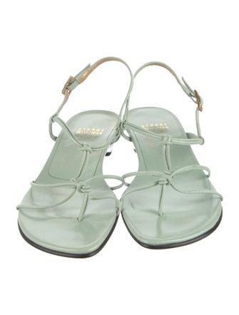 Stuart Weitzman Leather T-Strap Sandals