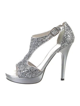 Stuart Weitzman Glitter T-Strap Sandals
