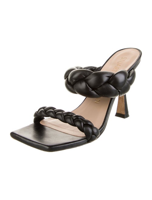 Stuart Weitzman Leather Braided Accents Slides