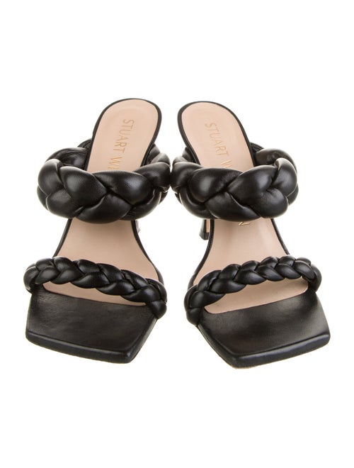 Stuart Weitzman Leather Braided Accents Slides