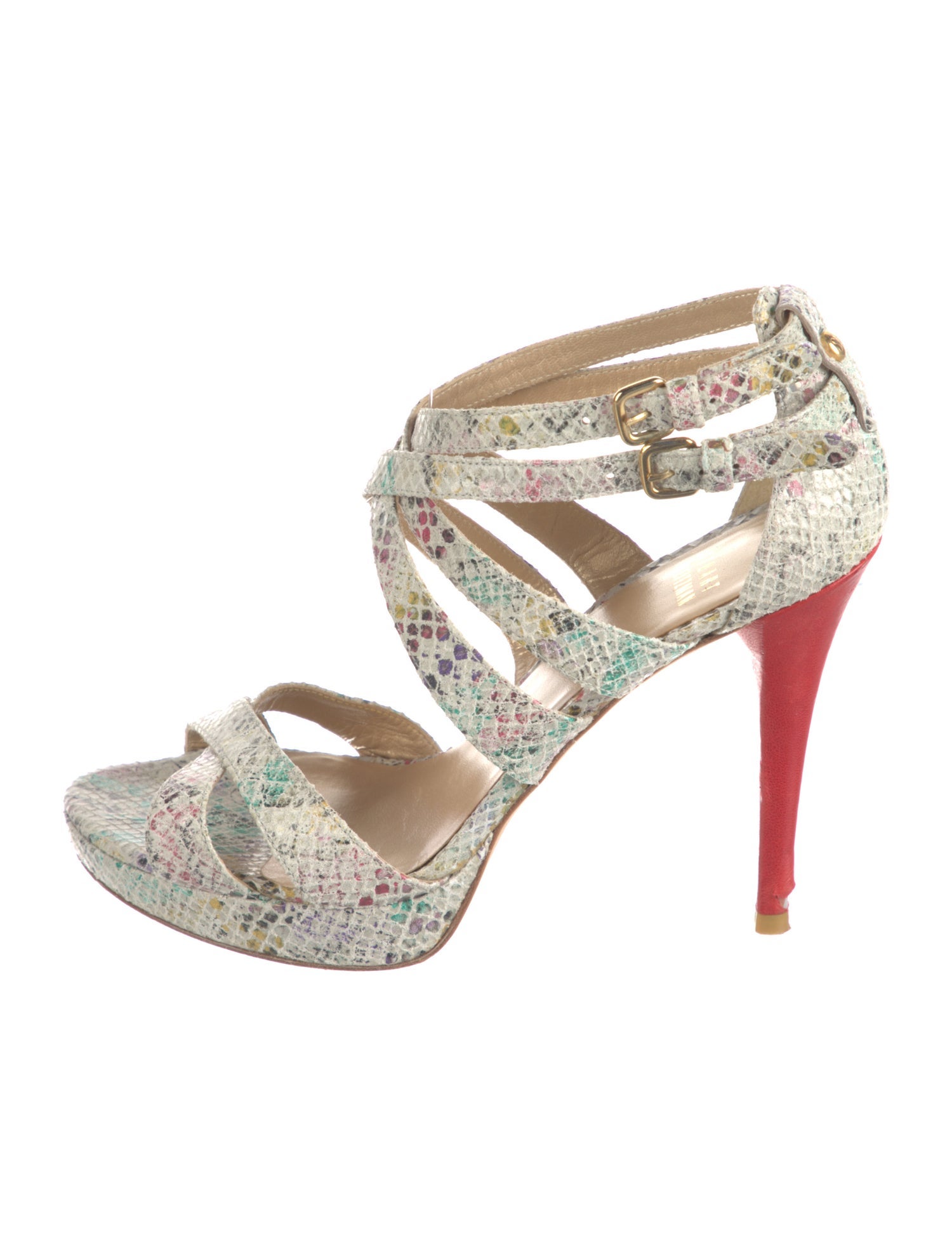 Stuart Weitzman Leather Animal Print Sandals