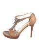 Stuart Weitzman Leather T-Strap Sandals