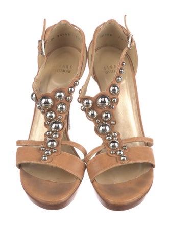 Stuart Weitzman Leather T-Strap Sandals