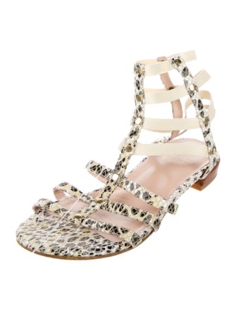 Stuart Weitzman Patent Leather Animal Print Gladiator Sandals