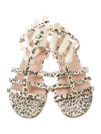 Stuart Weitzman Patent Leather Animal Print Gladiator Sandals