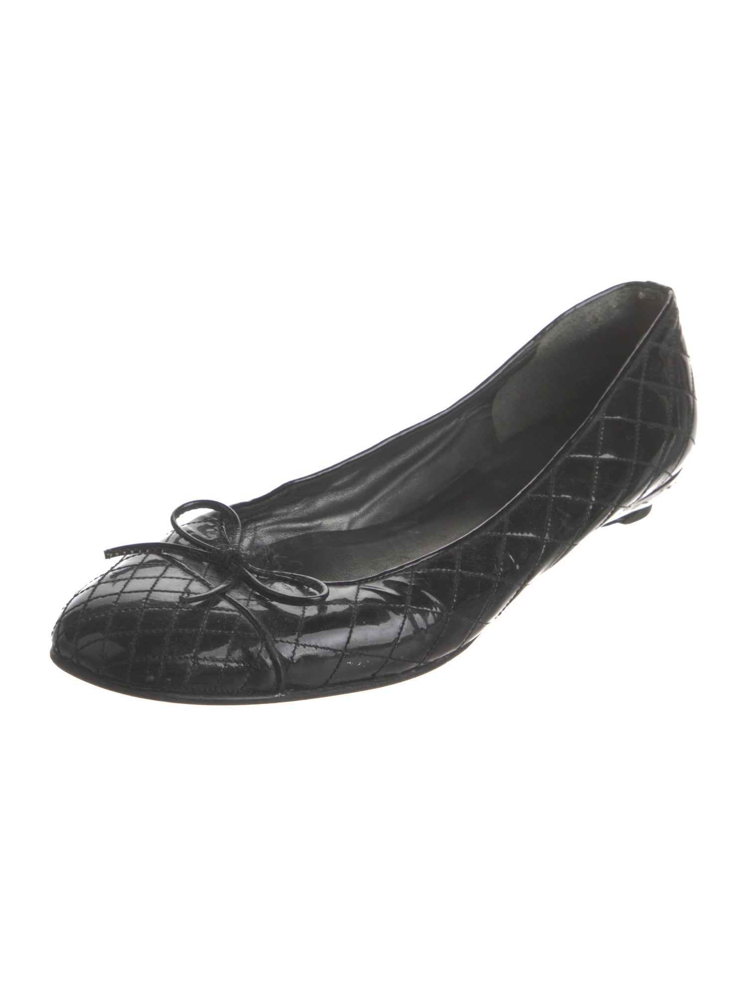 Stuart Weitzman Patent Leather Bow Accents Ballet Flats