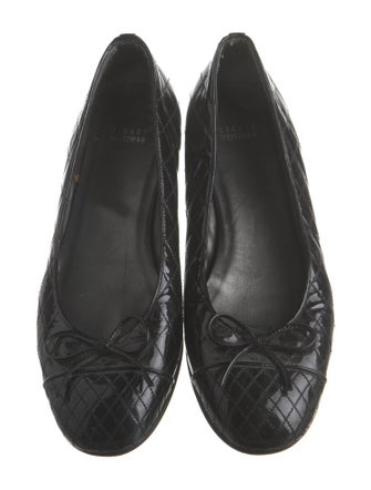 Stuart Weitzman Patent Leather Bow Accents Ballet Flats