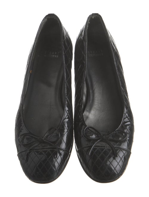 Stuart Weitzman Patent Leather Bow Accents Ballet Flats