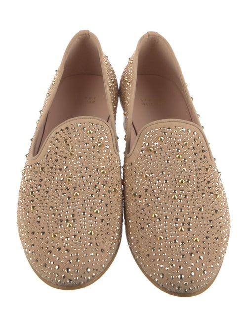 Stuart Weitzman Suede Crystal Embellishments Loafers