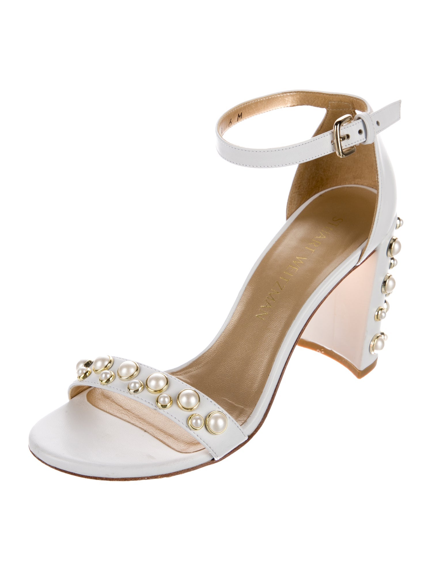 Stuart Weitzman Leather Studded Accents Sandals