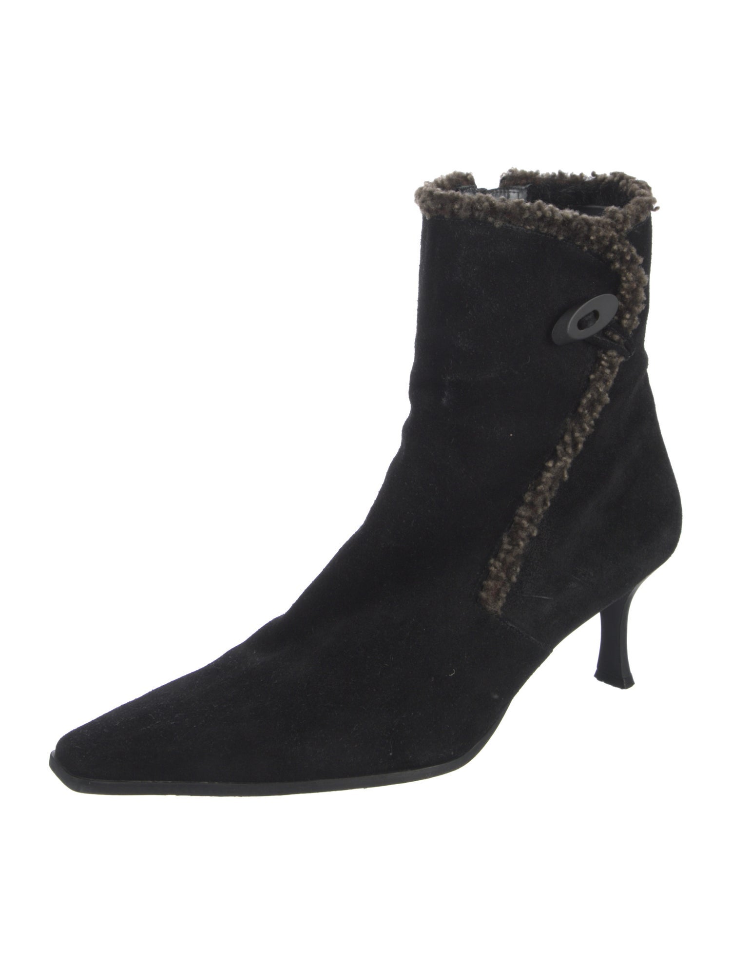 Stuart Weitzman Suede Faux Fur Trim Boots
