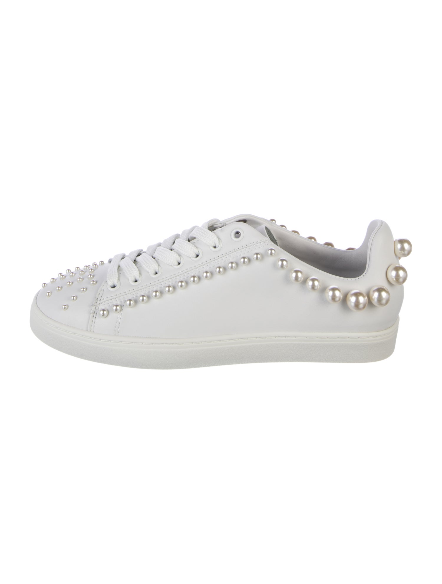 Stuart Weitzman Faux Pearl Accents Leather Sneakers w/ Tags