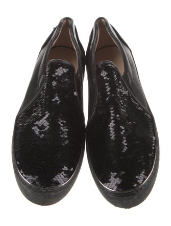 Stuart Weitzman Leather Sequin Embellishments Sneakers