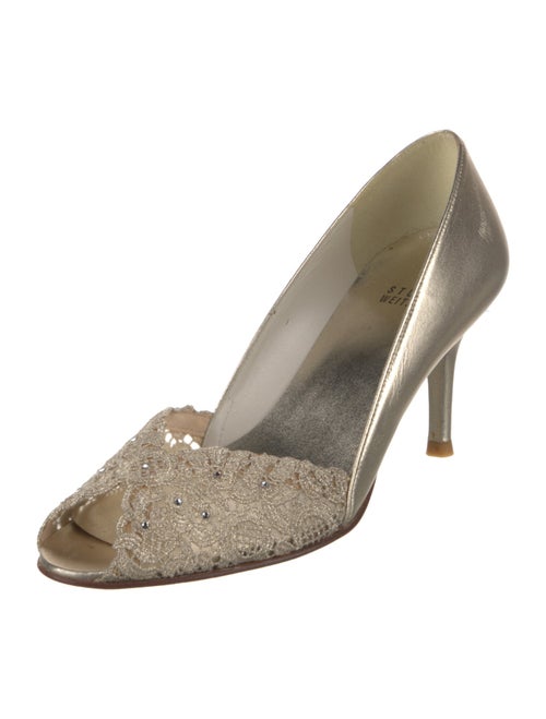 Stuart Weitzman Leather Crystal Embellishments D'Orsay Pumps