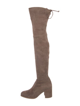 Stuart Weitzman Suede Keyhole Accent Boots