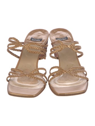 Stuart Weitzman Leather Braided Accents Slides