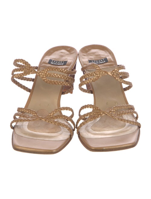 Stuart Weitzman Leather Braided Accents Slides