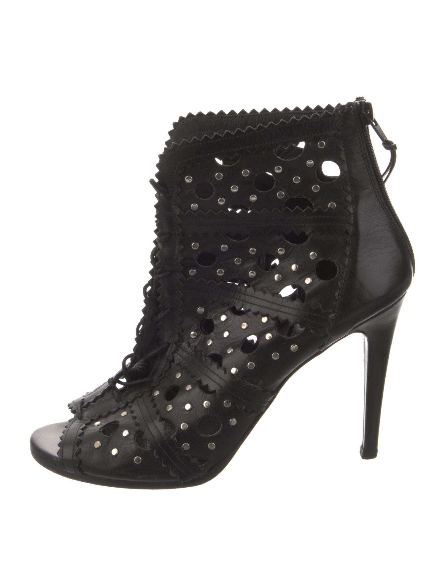 Stuart Weitzman Leather Cutout Accent Lace-Up Boots