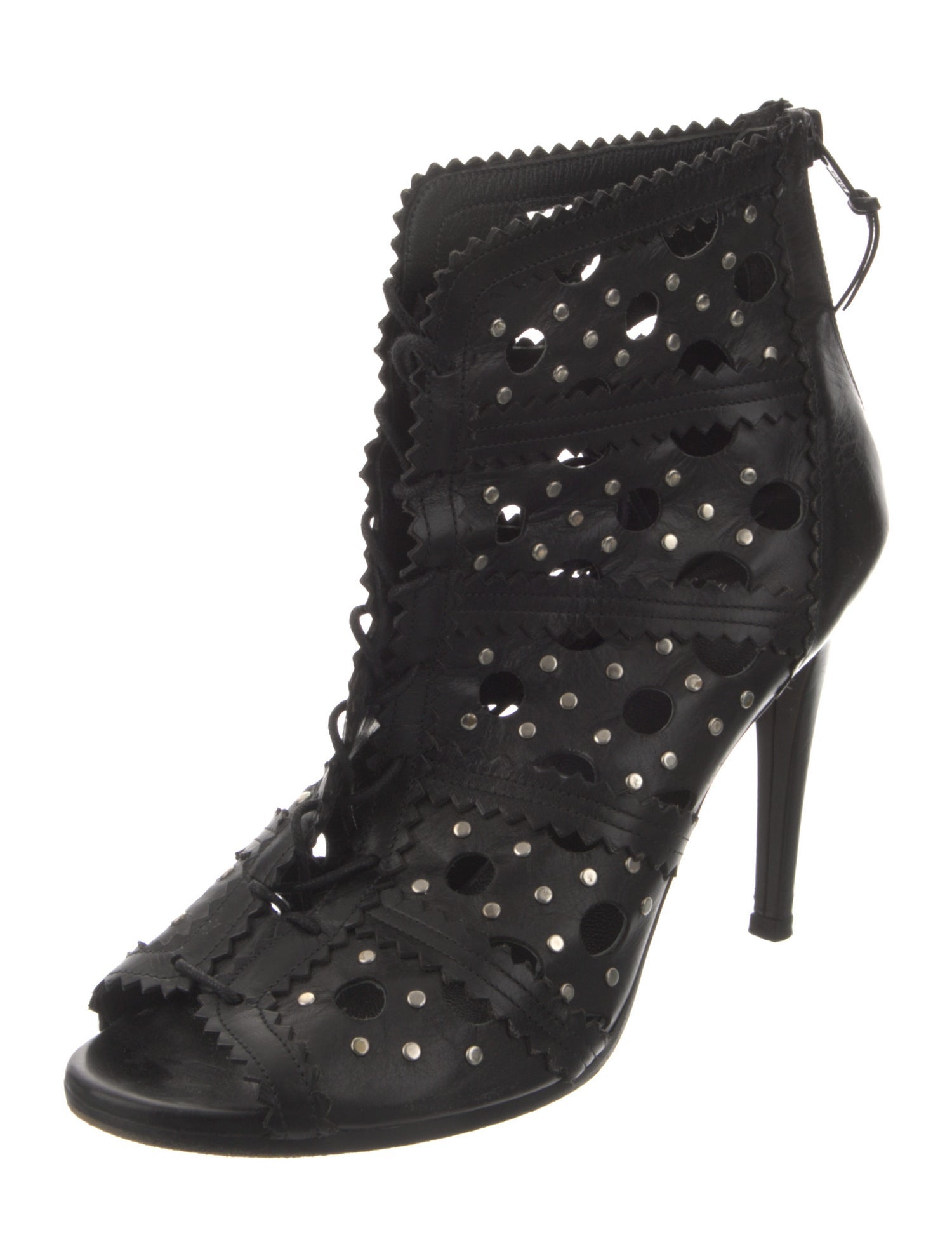 Stuart Weitzman Leather Cutout Accent Lace-Up Boots