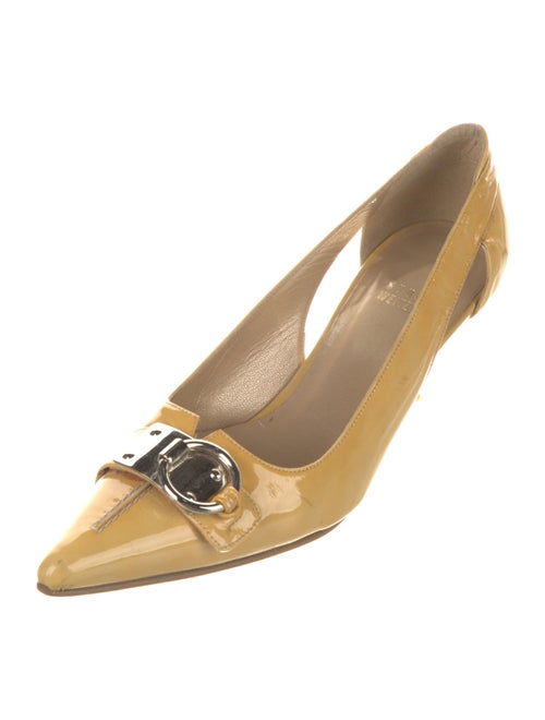 Stuart Weitzman Patent Leather Cutout Accent Pumps