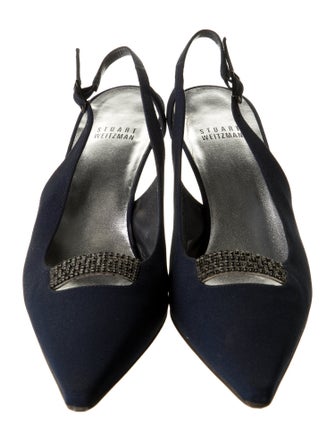 Stuart Weitzman Crystal Embellishments Slingback Pumps
