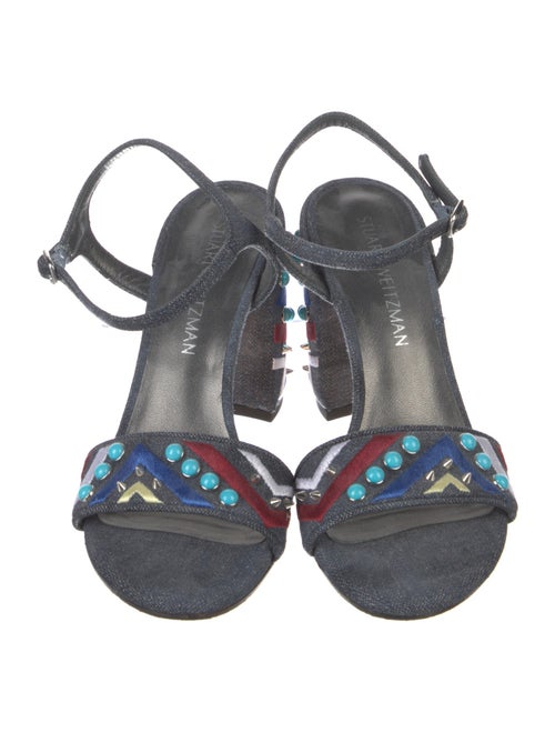 Stuart Weitzman Denim Printed Slingback Sandals