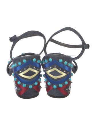 Stuart Weitzman Denim Printed Slingback Sandals